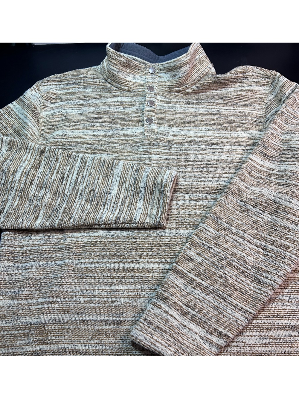 Men's Striped Zip-Neck Sweater in Brown